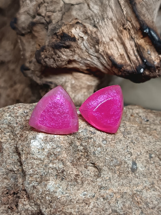 Rose Pink Shield Stud Earrings 1cm x 1cm