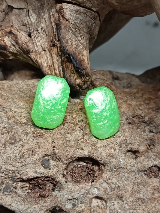 Fluorescent Green Rectriangle Stud Earrings 0.8cm x 1cm