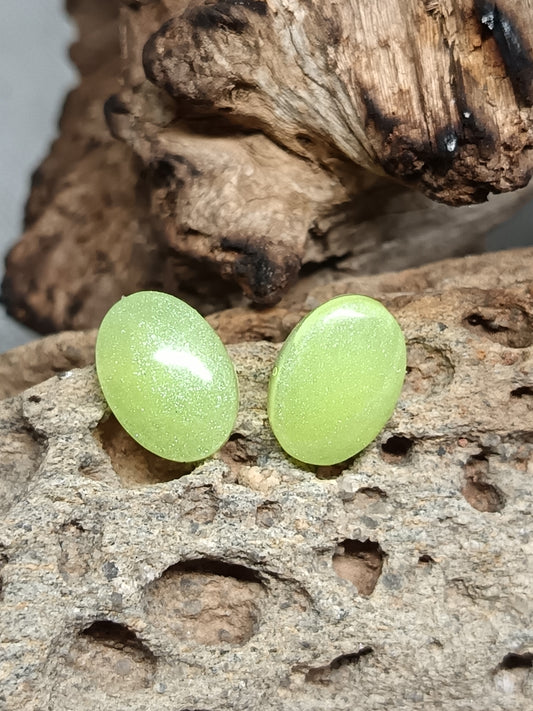 Fluorescent Yellow Oval Stud Earrings 1.2cm x 1cm