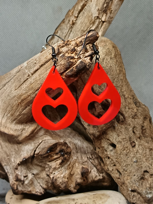 Elegant Teardrop Earrings with Double Hearts