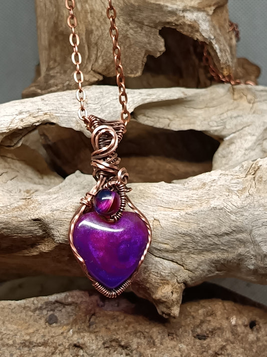 Pink Purple Heart Pendant