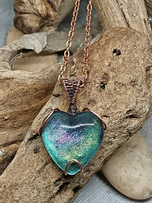 Blue Green Purple Heart Pendant