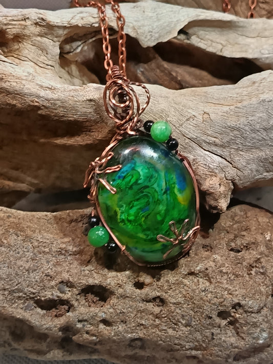 Green Blue Oval Pendant